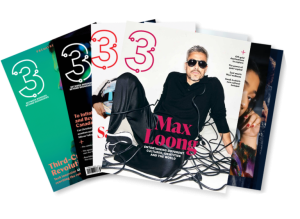 three magazine covers of the third culture luxury magazine